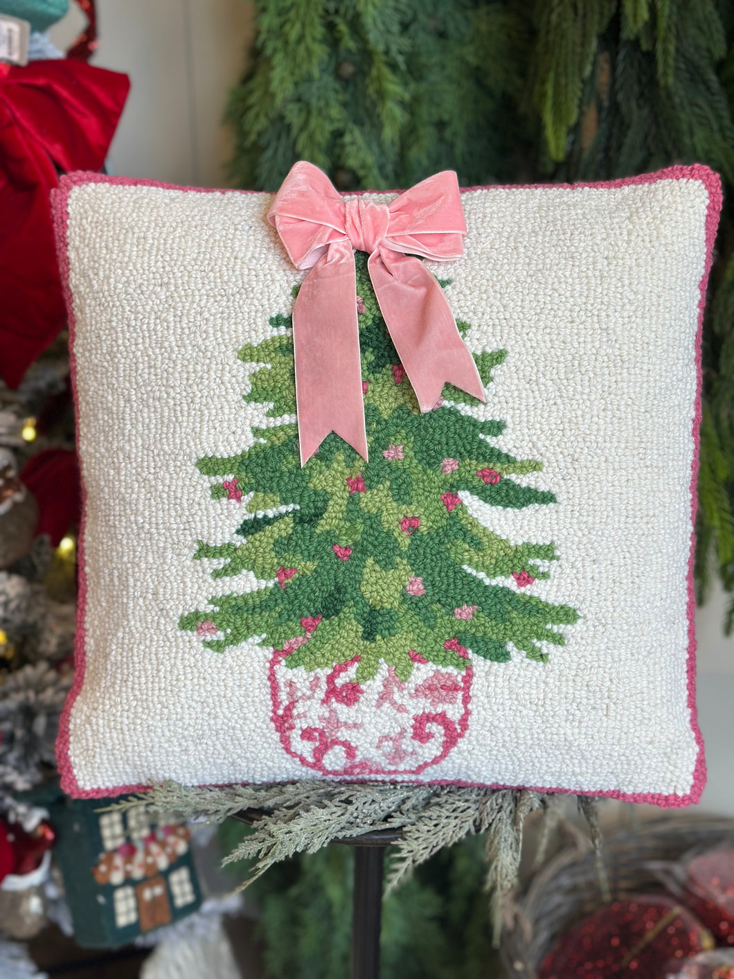 Chinoiserie Ribbon Tree Hook Pillow