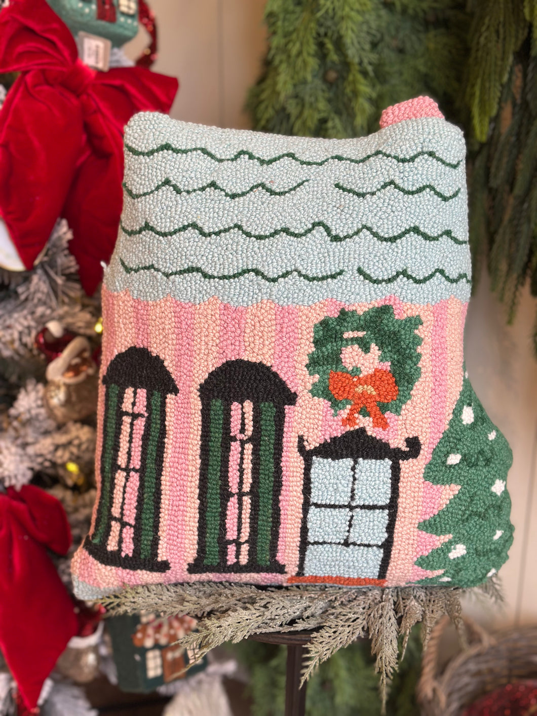 Holly Stripe Shaped House Hook Pillow