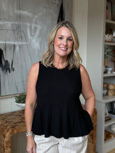 Load image into Gallery viewer, Black Ribbed Flare Sweater Top

