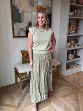 Load image into Gallery viewer, Sage Crinkle Maxi Skirt
