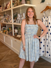 Load image into Gallery viewer, Blue &amp; Brown Geometric Print Short Dress
