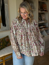 Load image into Gallery viewer, Mauve Plant Print Blouse + Plus

