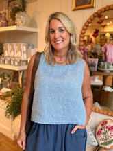 Load image into Gallery viewer, Blue Linen Tank Top
