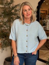 Load image into Gallery viewer, Sky Blue Drop Shoulder Sweater Cardigan
