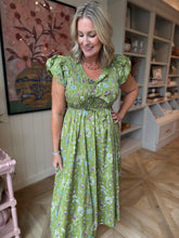 Load image into Gallery viewer, Martini Olive Print Smocked Dress
