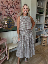 Load image into Gallery viewer, Mocha Gingham Midi Skirt
