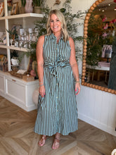 Load image into Gallery viewer, Seafoam &amp; Brown Stripe Dress
