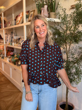 Load image into Gallery viewer, Brown Short Sleeve Polka Dot Top
