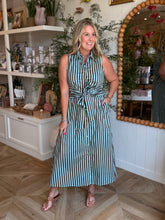 Load image into Gallery viewer, Seafoam &amp; Brown Stripe Dress
