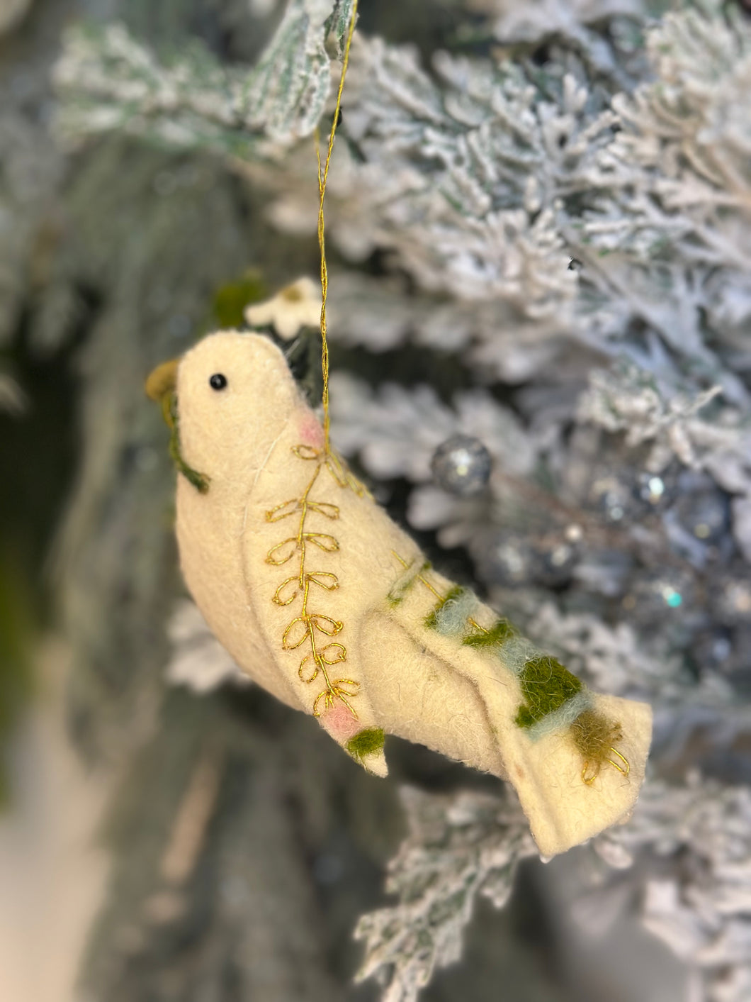 Handmade Wool Dove Ornament
