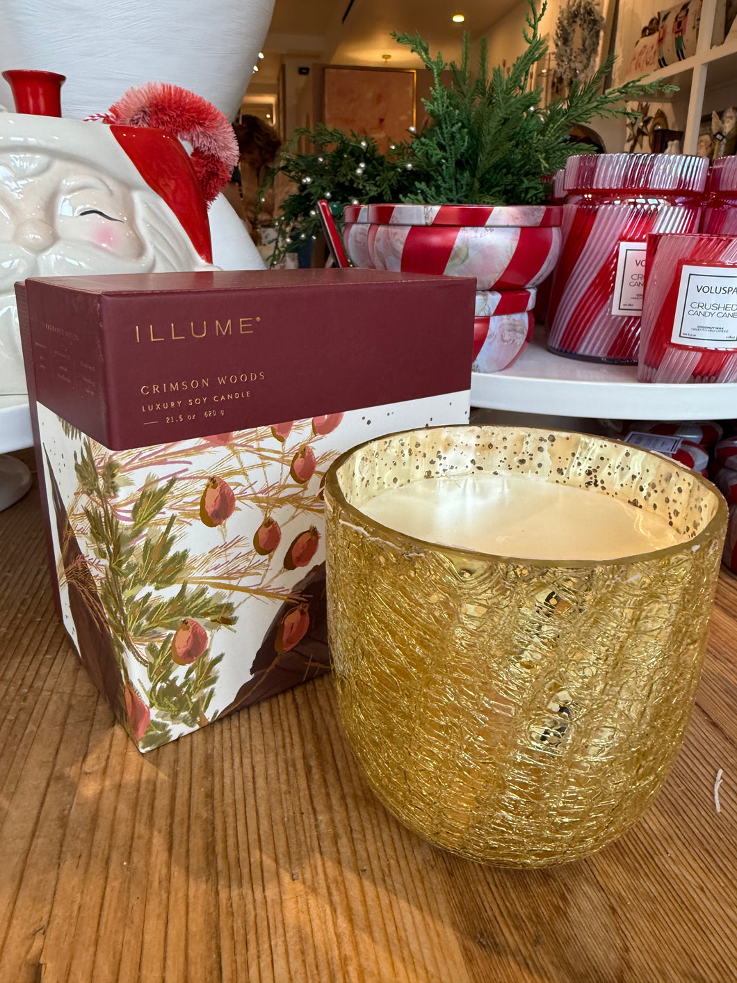 Crimson Woods Crackle Glass Candle