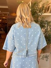 Load image into Gallery viewer, Denim Polka Dot Boxy Top
