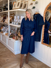 Load image into Gallery viewer, Denim Side Tied Midi Dress
