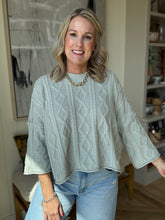 Load image into Gallery viewer, Aqua Grey Lioness Cable Sweater

