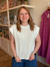 Load image into Gallery viewer, Ivory Scuba Cap Sleeve Top
