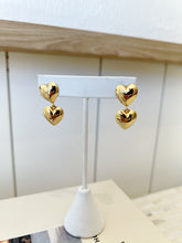 Load image into Gallery viewer, Gold Double Heart Earrings
