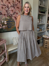 Load image into Gallery viewer, Mocha Gingham Midi Skirt
