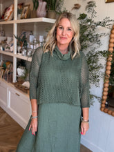 Load image into Gallery viewer, OS Army Green Drop Shoulder Open Knit Sweater
