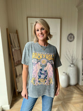 Load image into Gallery viewer, Mineral Washed Denim Rock n Roll Tee
