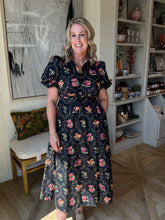 Load image into Gallery viewer, Black Floral Tie Front Maxi Dress
