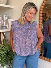 Load image into Gallery viewer, Wisteria Floral Ruffled Mock Top
