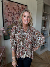 Load image into Gallery viewer, Bohemian Floral Peasant Blouse
