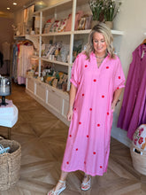 Load image into Gallery viewer, Pink &amp; Red Polka Dot Maxi Dress
