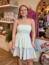 Load image into Gallery viewer, Cream Cotton Smocked Tiered Mini Dress
