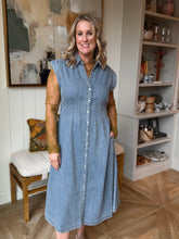 Load image into Gallery viewer, Cap Sleeve Denim Dress
