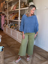 Load image into Gallery viewer, Eucalyptus Drawstring Crop Jean
