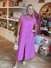 Load image into Gallery viewer, Orchid Pink Long Sleeveless Linen Dress
