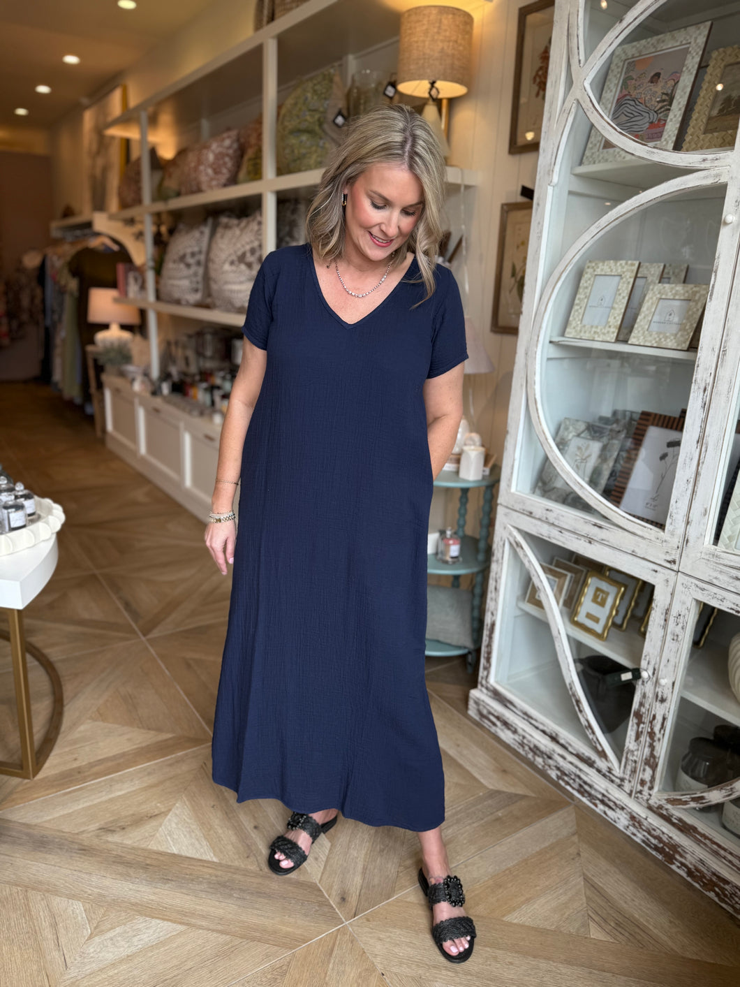 Navy Long Gwyn Dress