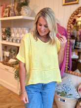 Load image into Gallery viewer, Yellow Linen Stitch Detail Top
