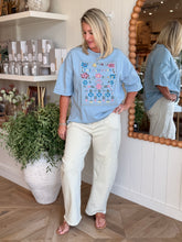 Load image into Gallery viewer, Denim Flower Patch T-Shirt
