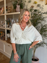 Load image into Gallery viewer, Cream Front  Twist Knot Top
