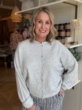 Load image into Gallery viewer, Light Grey Oversized Button Up Sweater
