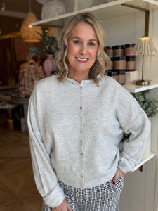 Light Grey Oversized Button Up Sweater