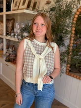 Load image into Gallery viewer, Oatmeal Checkered Shoulder Tie Top
