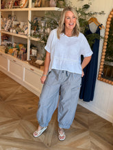 Load image into Gallery viewer, Navy Striped Parachute Ankle Pants
