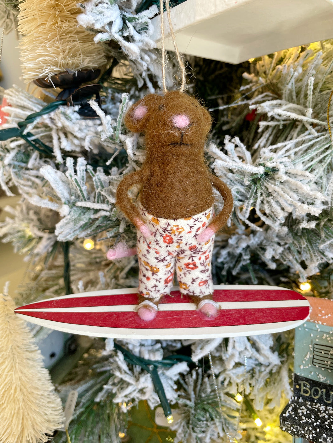 Felt Surfer Mouse Ornament