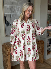 Load image into Gallery viewer, Ivory &amp; Red Floral Short Dress-Plus Sizes Available
