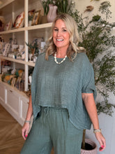 Load image into Gallery viewer, Army Green Linen Gauze Top

