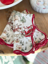 Load image into Gallery viewer, Set of 4 Scalloped Holiday Napkins
