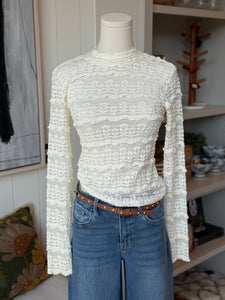 Cream Lace Textured Top