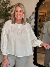 Load image into Gallery viewer, White Peasant Linen Blouse
