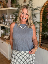 Load image into Gallery viewer, Grey Sleeveless Slub Top with Roll Hem
