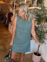 Load image into Gallery viewer, Forest Green Stripe Denim Dress
