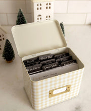 Load image into Gallery viewer, Beige Gingham Recipe Tin Box
