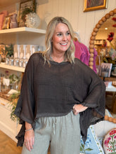 Load image into Gallery viewer, One Size Chocolate Open Knit Dolman Top
