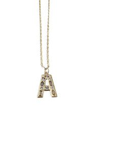 18K Ann Initial CZ Necklace